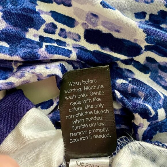 Simply Vera Vera Wang Blue Purple Print 1/2 Sleeve Caftan with Pockets Small NEW - Picture 11 of 11